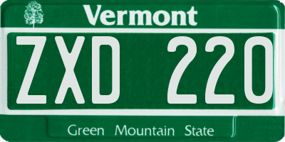VT license plate ZXD220