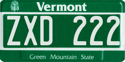 VT license plate ZXD222