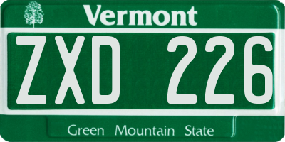 VT license plate ZXD226