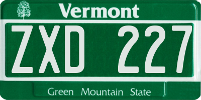VT license plate ZXD227