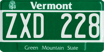 VT license plate ZXD228