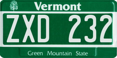VT license plate ZXD232