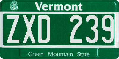 VT license plate ZXD239