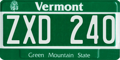 VT license plate ZXD240