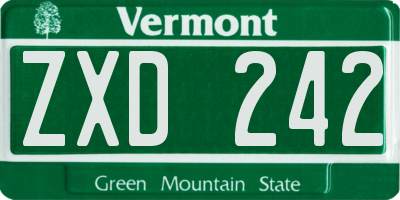 VT license plate ZXD242