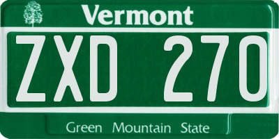 VT license plate ZXD270