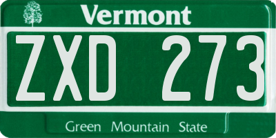 VT license plate ZXD273