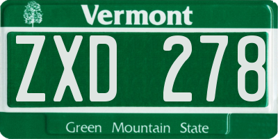VT license plate ZXD278