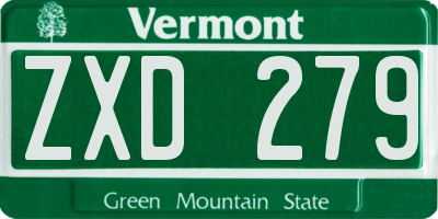 VT license plate ZXD279