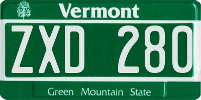 VT license plate ZXD280
