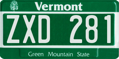 VT license plate ZXD281