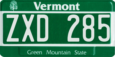VT license plate ZXD285
