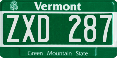 VT license plate ZXD287