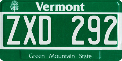 VT license plate ZXD292