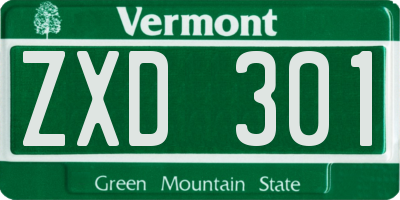 VT license plate ZXD301