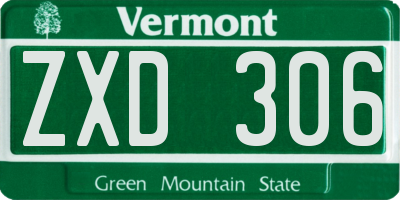 VT license plate ZXD306