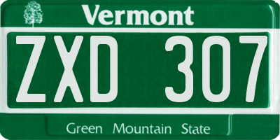 VT license plate ZXD307