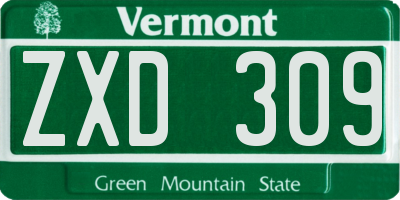 VT license plate ZXD309