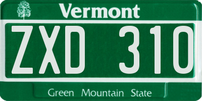 VT license plate ZXD310