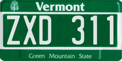 VT license plate ZXD311