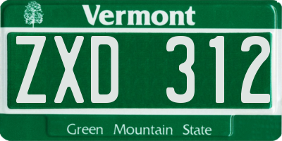VT license plate ZXD312