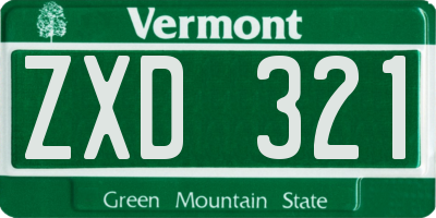 VT license plate ZXD321