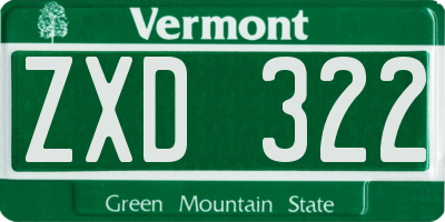 VT license plate ZXD322