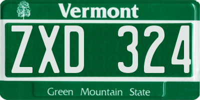 VT license plate ZXD324