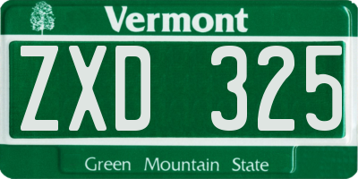 VT license plate ZXD325