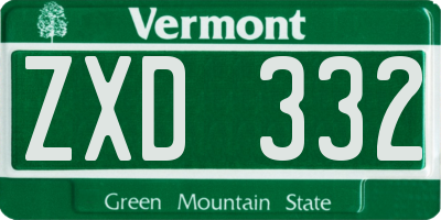 VT license plate ZXD332