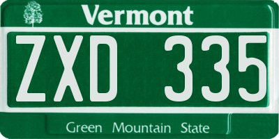 VT license plate ZXD335