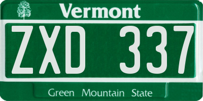 VT license plate ZXD337