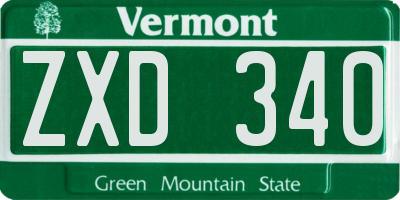 VT license plate ZXD340