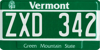 VT license plate ZXD342