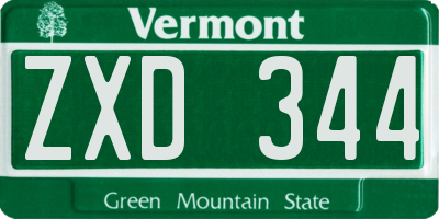 VT license plate ZXD344