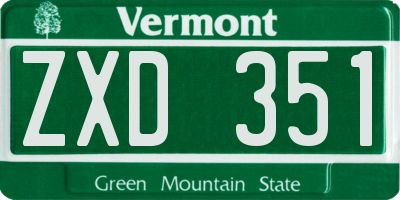 VT license plate ZXD351