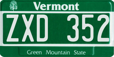 VT license plate ZXD352