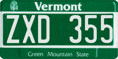 VT license plate ZXD355
