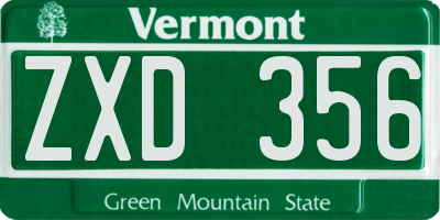 VT license plate ZXD356