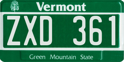 VT license plate ZXD361
