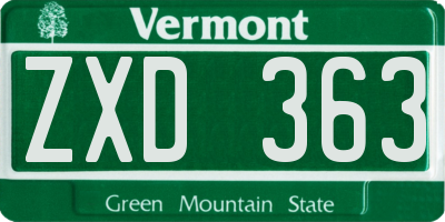 VT license plate ZXD363