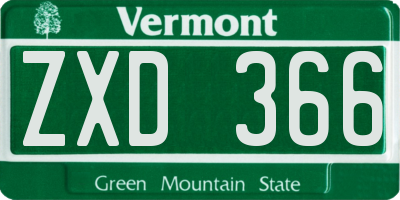VT license plate ZXD366