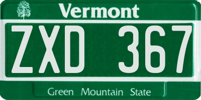 VT license plate ZXD367