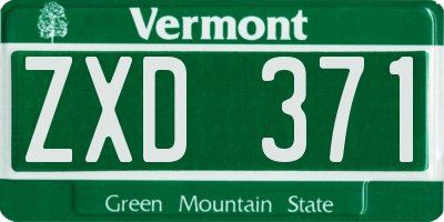 VT license plate ZXD371