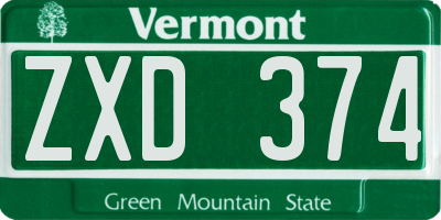 VT license plate ZXD374