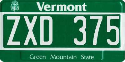 VT license plate ZXD375