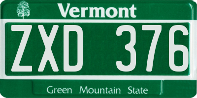 VT license plate ZXD376