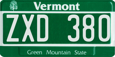VT license plate ZXD380
