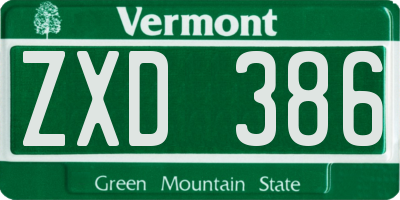 VT license plate ZXD386