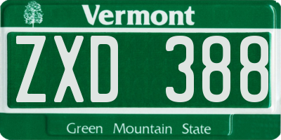 VT license plate ZXD388